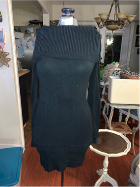 Women's Costa Blanca black Cowl Neck Sweater Dress L